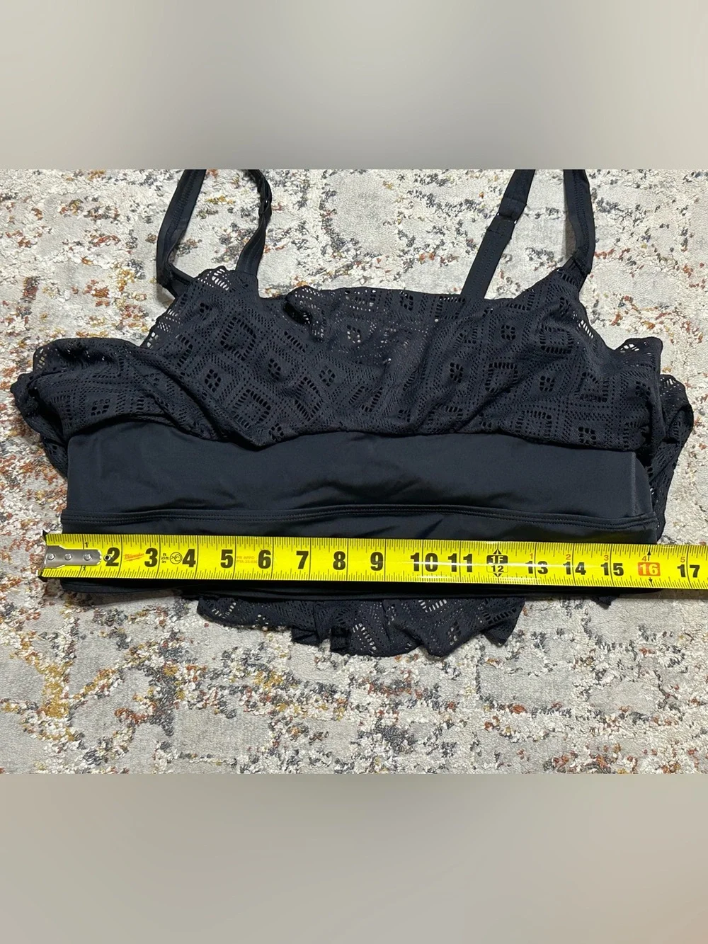 TORRID Crochet Lace Flounce Bikini Top Black size 1X